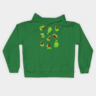 green indian ringneck pattern Kids Hoodie